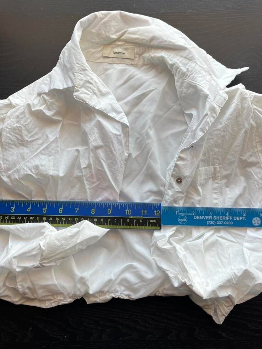 Tomorrow White Structured Cropped Button-Up - Picture 8 of 9